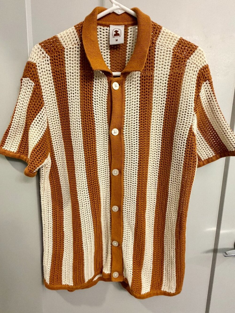 Dandy Del Mar The Dominica Crochet Shirt – Burnt Sienna Stripe
